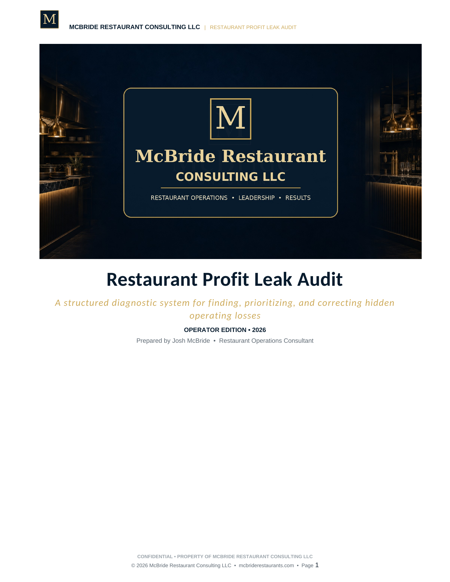 Restaurant Profit Leak Audit — Diagnostic Checklist cover